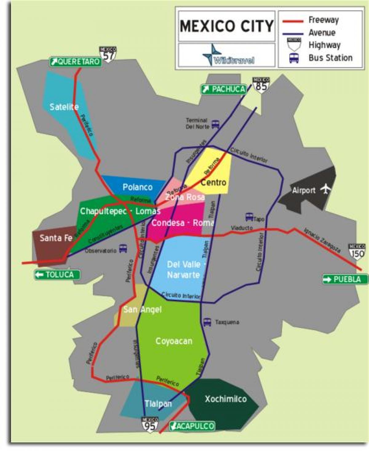 メキシコ市街地図 メキシコシティの地図地区 メキシコ