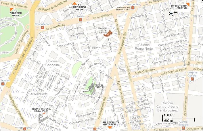 地図のコンデサメキシコシティ