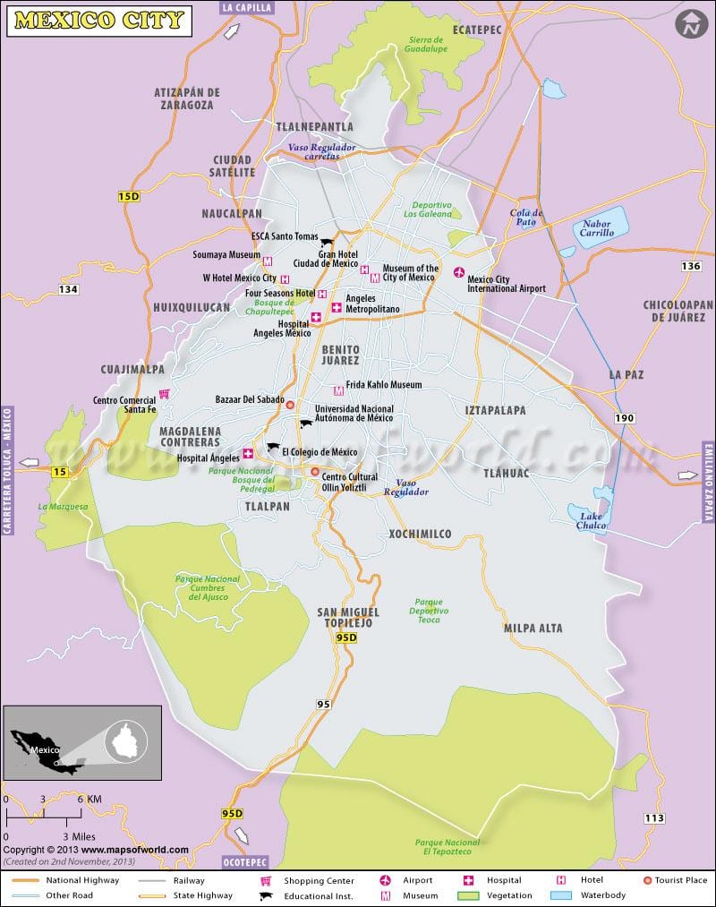 メキシコシティの地図の位置