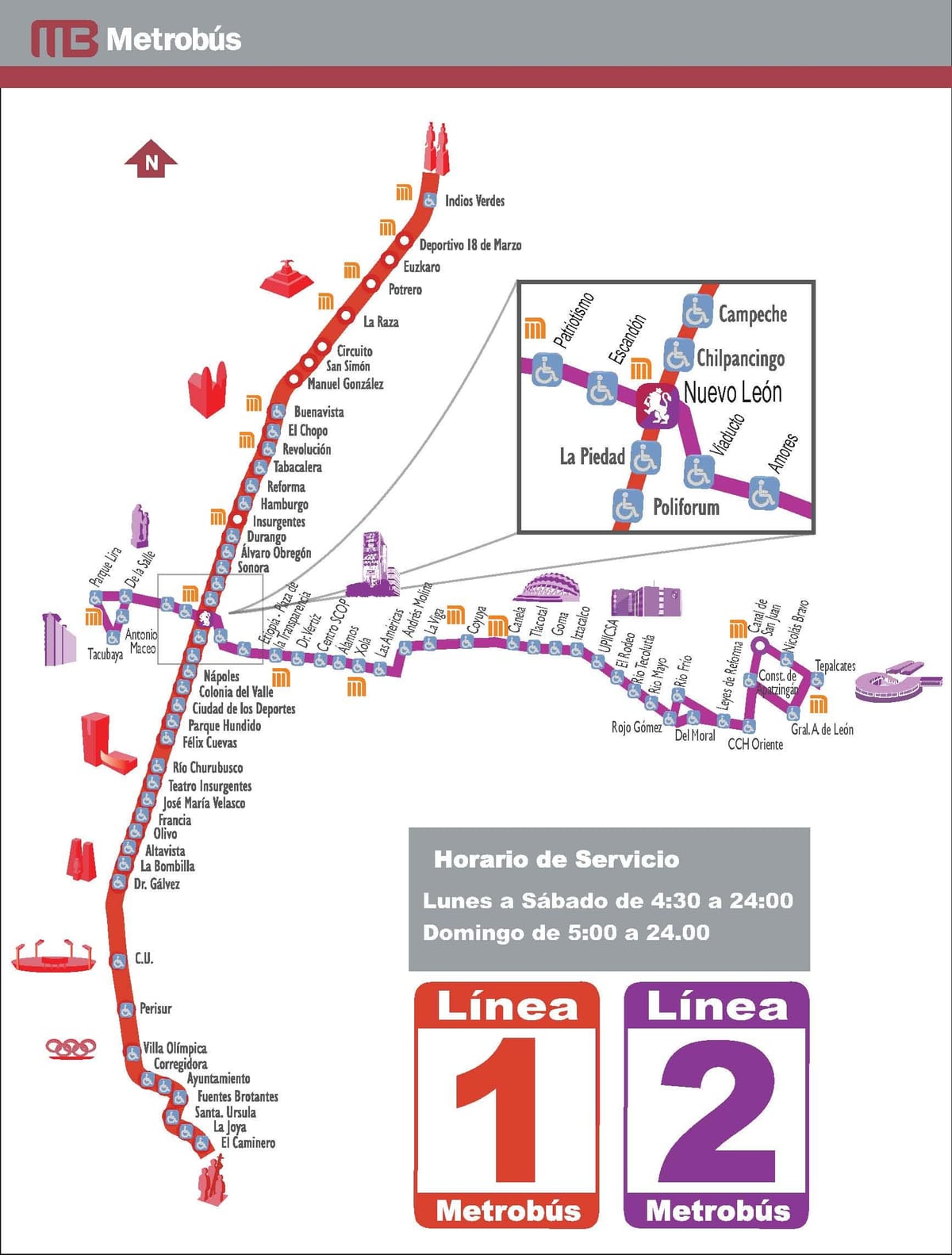 地図metrobusメキシコシティ