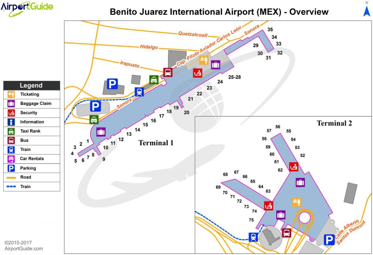 メキシコシティ空港ゲートの地図