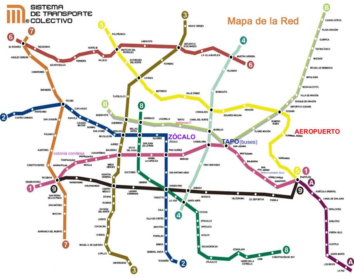 メキシコ市内電車地図