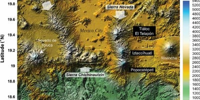 地図のメキシコ市の標高