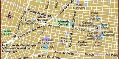 セントロヒストリコのメキシコシティの地図